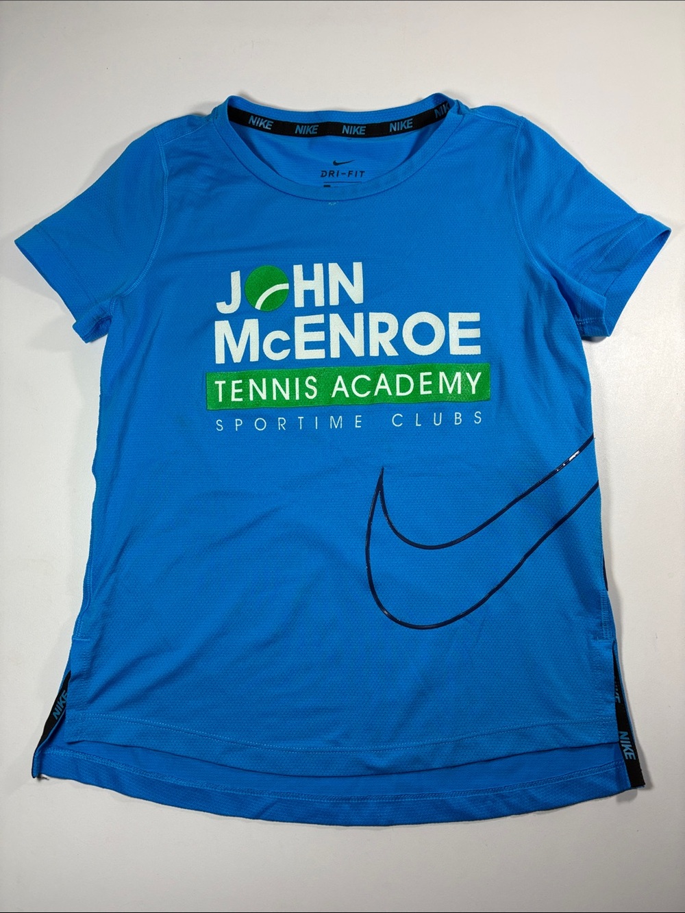 Nike Blue John McEnroe Tennis Academy Short Sleeve Tee, size XS